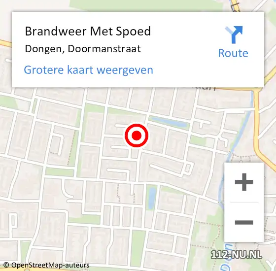 Locatie op kaart van de 112 melding: Brandweer Met Spoed Naar Dongen, Doormanstraat op 29 december 2022 17:52