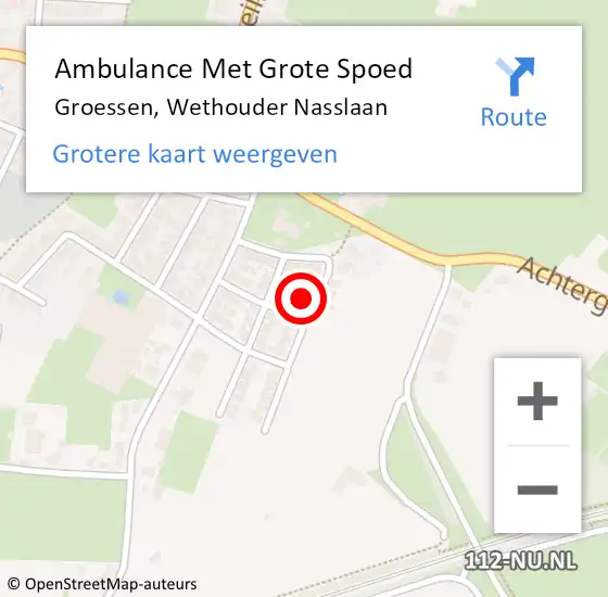 Locatie op kaart van de 112 melding: Ambulance Met Grote Spoed Naar Groessen, Wethouder Nasslaan op 29 december 2022 18:11