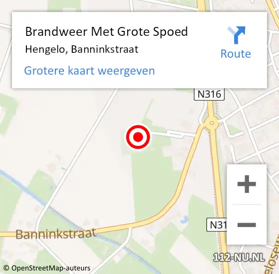 Locatie op kaart van de 112 melding: Brandweer Met Grote Spoed Naar Hengelo, Banninkstraat op 29 december 2022 18:38