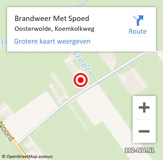 Locatie op kaart van de 112 melding: Brandweer Met Spoed Naar Oosterwolde, Koemkolkweg op 29 december 2022 18:55