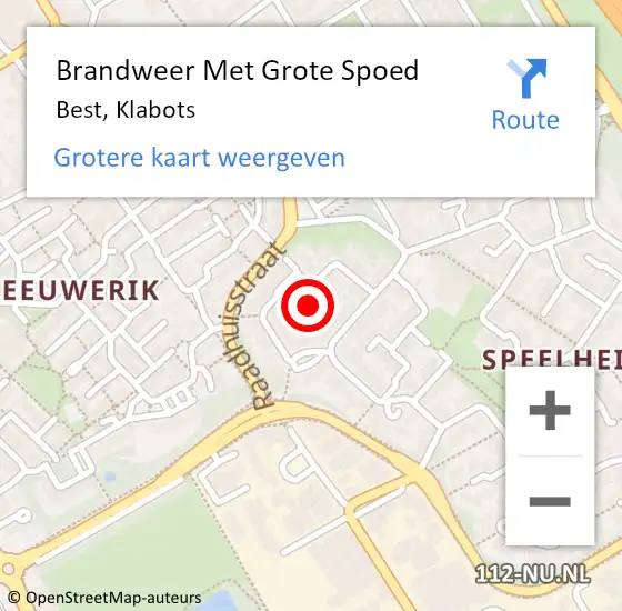 Locatie op kaart van de 112 melding: Brandweer Met Grote Spoed Naar Best, Klabots op 29 december 2022 19:02