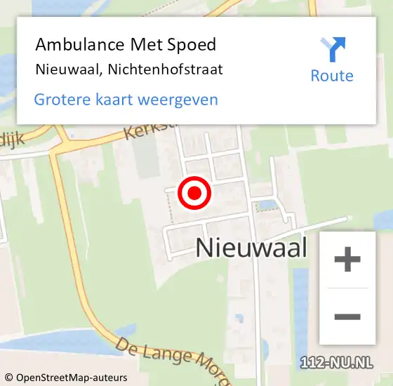 Locatie op kaart van de 112 melding: Ambulance Met Spoed Naar Nieuwaal, Nichtenhofstraat op 29 december 2022 19:08