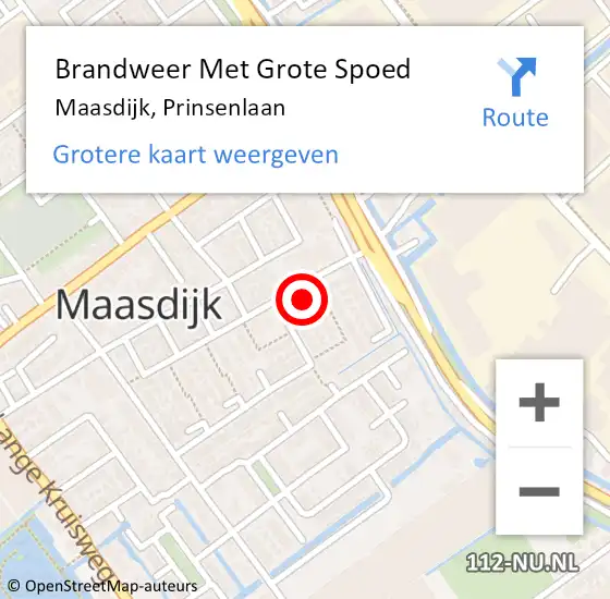 Locatie op kaart van de 112 melding: Brandweer Met Grote Spoed Naar Maasdijk, Prinsenlaan op 29 december 2022 19:21