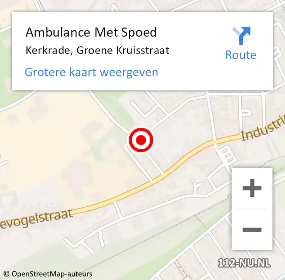 Locatie op kaart van de 112 melding: Ambulance Met Spoed Naar Kerkrade, Groene Kruisstraat op 10 augustus 2014 10:08