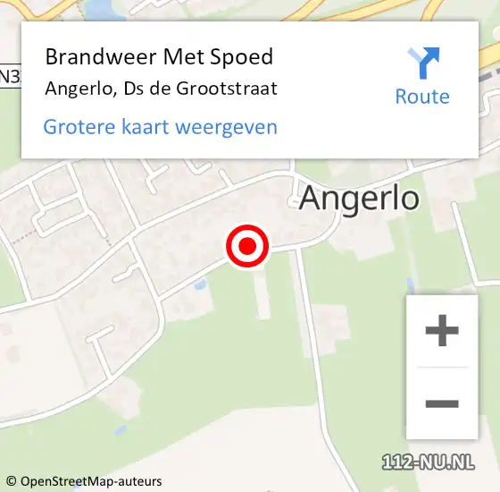 Locatie op kaart van de 112 melding: Brandweer Met Spoed Naar Angerlo, Ds de Grootstraat op 29 december 2022 19:22