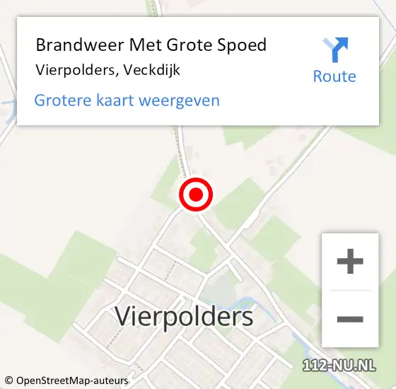 Locatie op kaart van de 112 melding: Brandweer Met Grote Spoed Naar Vierpolders, Veckdijk op 29 december 2022 19:37