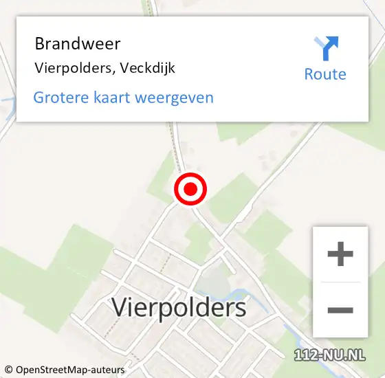 Locatie op kaart van de 112 melding: Brandweer Vierpolders, Veckdijk op 29 december 2022 20:33