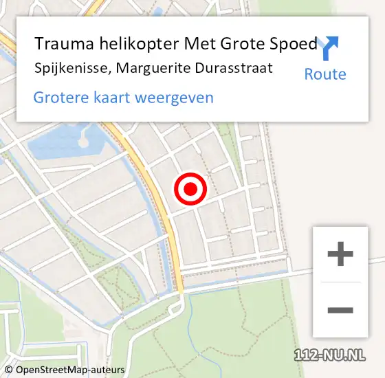 Locatie op kaart van de 112 melding: Trauma helikopter Met Grote Spoed Naar Spijkenisse, Marguerite Durasstraat op 29 december 2022 20:38