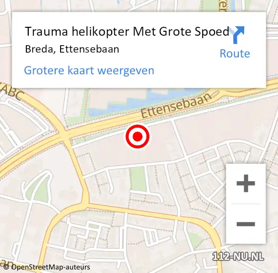 Locatie op kaart van de 112 melding: Trauma helikopter Met Grote Spoed Naar Breda, Ettensebaan op 29 december 2022 20:41