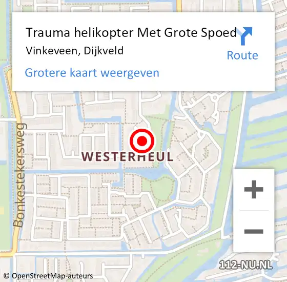 Locatie op kaart van de 112 melding: Trauma helikopter Met Grote Spoed Naar Vinkeveen, Dijkveld op 29 december 2022 20:46