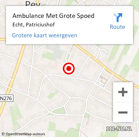 Locatie op kaart van de 112 melding: Ambulance Met Grote Spoed Naar Echt, Patriciushof op 11 oktober 2013 07:30