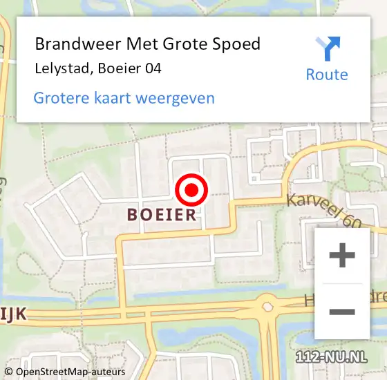 Locatie op kaart van de 112 melding: Brandweer Met Grote Spoed Naar Lelystad, Boeier 04 op 29 december 2022 21:01