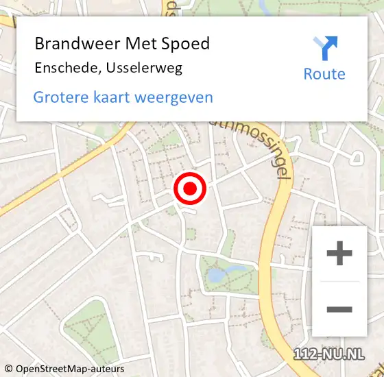 Locatie op kaart van de 112 melding: Brandweer Met Spoed Naar Enschede, Usselerweg op 29 december 2022 21:05