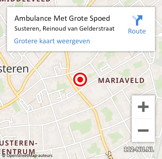 Locatie op kaart van de 112 melding: Ambulance Met Grote Spoed Naar Susteren, Reinoud van Gelderstraat op 29 december 2022 21:10