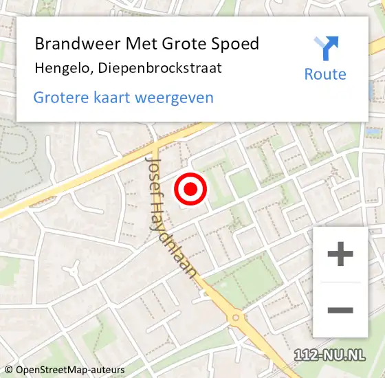 Locatie op kaart van de 112 melding: Brandweer Met Grote Spoed Naar Hengelo, Diepenbrockstraat op 29 december 2022 21:25