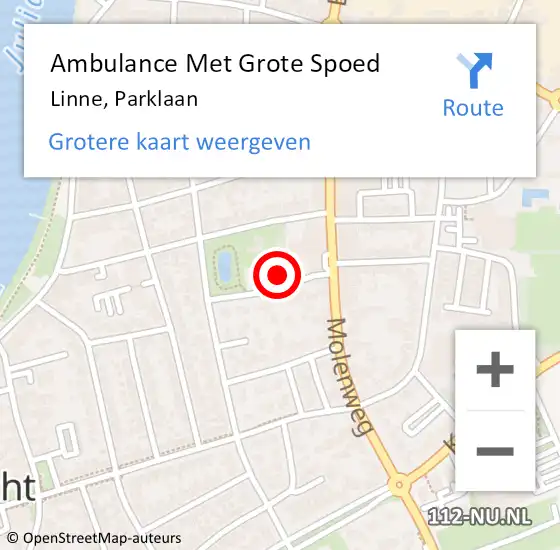 Locatie op kaart van de 112 melding: Ambulance Met Grote Spoed Naar Linne, Parklaan op 29 december 2022 21:30