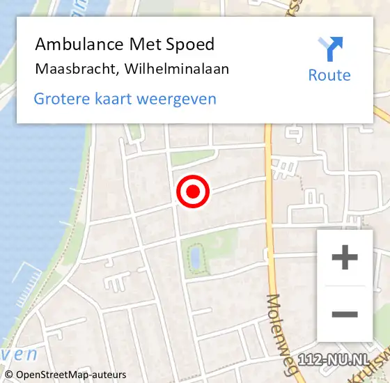 Locatie op kaart van de 112 melding: Ambulance Met Spoed Naar Maasbracht, Wilhelminalaan op 29 december 2022 21:30