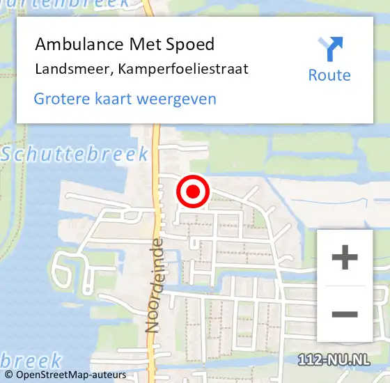 Locatie op kaart van de 112 melding: Ambulance Met Spoed Naar Landsmeer, Kamperfoeliestraat op 29 december 2022 21:54