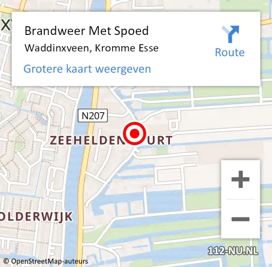 Locatie op kaart van de 112 melding: Brandweer Met Spoed Naar Waddinxveen, Kromme Esse op 29 december 2022 22:14