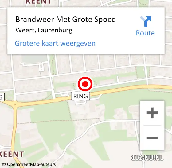 Locatie op kaart van de 112 melding: Brandweer Met Grote Spoed Naar Weert, Laurenburg op 29 december 2022 22:20