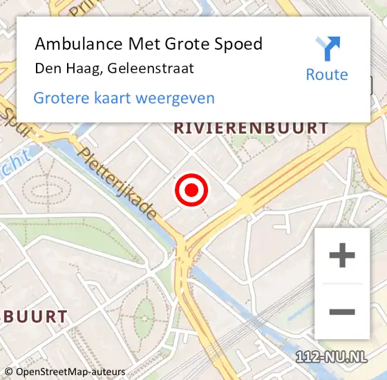 Locatie op kaart van de 112 melding: Ambulance Met Grote Spoed Naar Den Haag, Geleenstraat op 29 december 2022 22:21