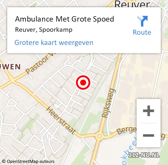 Locatie op kaart van de 112 melding: Ambulance Met Grote Spoed Naar Reuver, Spoorkamp op 29 december 2022 22:43