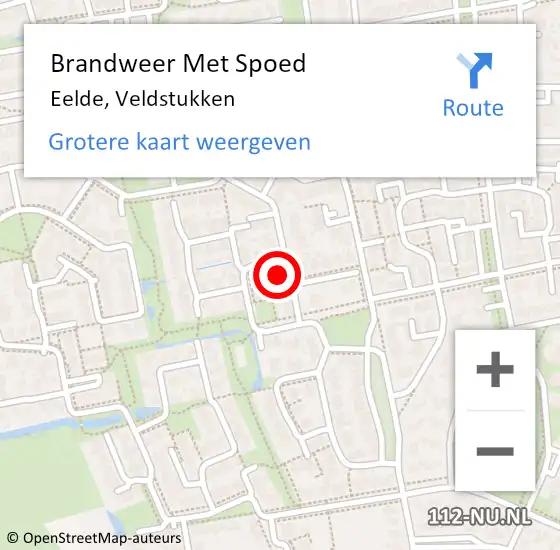 Locatie op kaart van de 112 melding: Brandweer Met Spoed Naar Eelde, Veldstukken op 29 december 2022 22:59