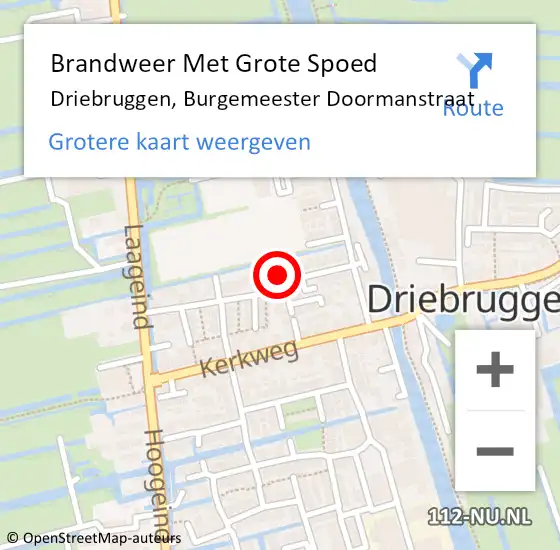 Locatie op kaart van de 112 melding: Brandweer Met Grote Spoed Naar Driebruggen, Burgemeester Doormanstraat op 29 december 2022 23:14