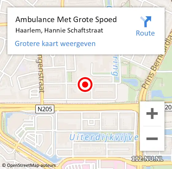 Locatie op kaart van de 112 melding: Ambulance Met Grote Spoed Naar Haarlem, Hannie Schaftstraat op 29 december 2022 23:29