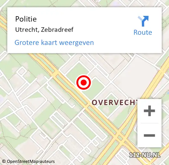 Locatie op kaart van de 112 melding: Politie Utrecht, Zebradreef op 30 december 2022 00:01