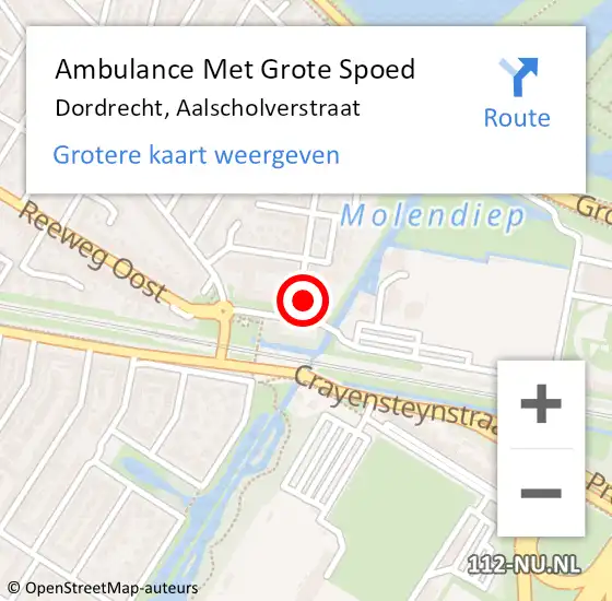 Locatie op kaart van de 112 melding: Ambulance Met Grote Spoed Naar Dordrecht, Aalscholverstraat op 30 december 2022 00:09