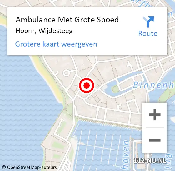 Locatie op kaart van de 112 melding: Ambulance Met Grote Spoed Naar Hoorn, Wijdesteeg op 30 december 2022 00:49