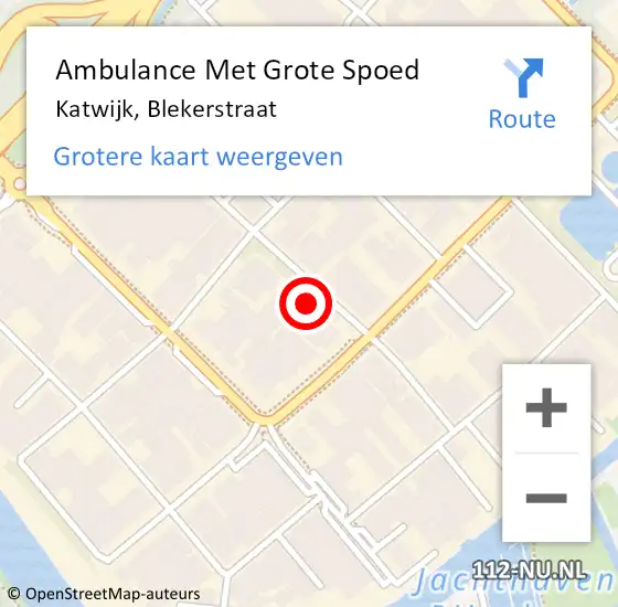 Locatie op kaart van de 112 melding: Ambulance Met Grote Spoed Naar Katwijk, Blekerstraat op 30 december 2022 00:58