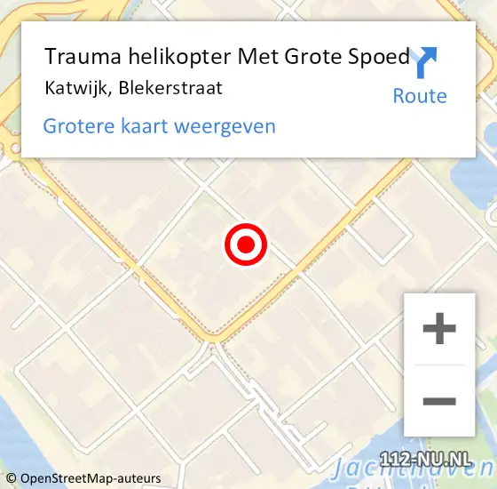 Locatie op kaart van de 112 melding: Trauma helikopter Met Grote Spoed Naar Katwijk, Blekerstraat op 30 december 2022 00:58