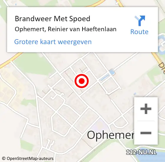 Locatie op kaart van de 112 melding: Brandweer Met Spoed Naar Ophemert, Reinier van Haeftenlaan op 30 december 2022 01:00