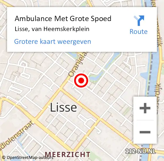 Locatie op kaart van de 112 melding: Ambulance Met Grote Spoed Naar Lisse, van Heemskerkplein op 30 december 2022 01:03