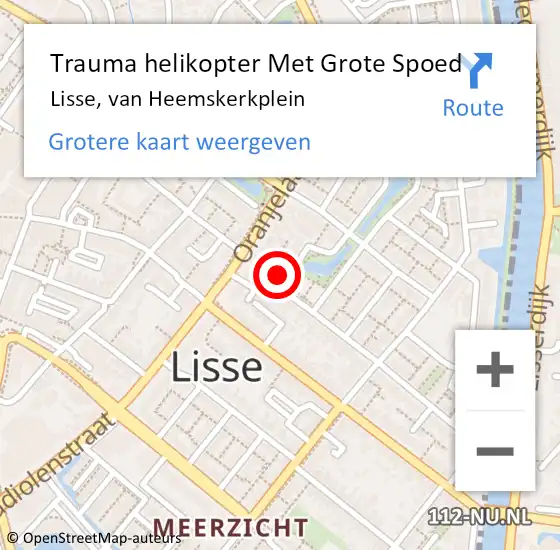 Locatie op kaart van de 112 melding: Trauma helikopter Met Grote Spoed Naar Lisse, van Heemskerkplein op 30 december 2022 01:05