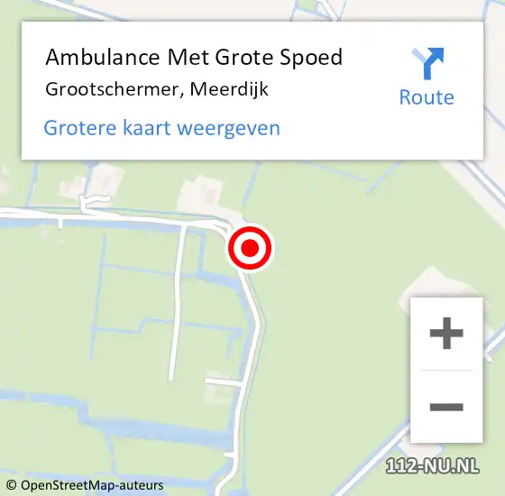 Locatie op kaart van de 112 melding: Ambulance Met Grote Spoed Naar Grootschermer, Meerdijk op 30 december 2022 01:22