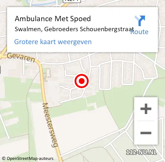 Locatie op kaart van de 112 melding: Ambulance Met Spoed Naar Swalmen, Gebroeders Schouenbergstraat op 30 december 2022 02:17