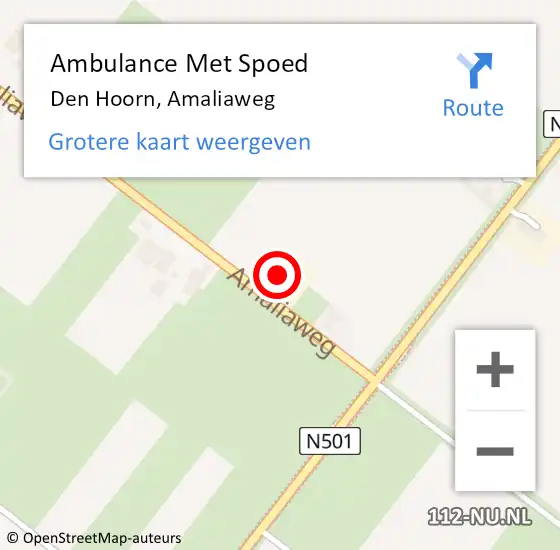 Locatie op kaart van de 112 melding: Ambulance Met Spoed Naar Den Hoorn, Amaliaweg op 30 december 2022 02:55