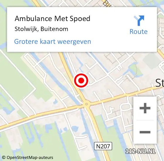 Locatie op kaart van de 112 melding: Ambulance Met Spoed Naar Stolwijk, Buitenom op 30 december 2022 03:06