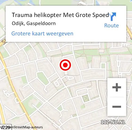 Locatie op kaart van de 112 melding: Trauma helikopter Met Grote Spoed Naar Odijk, Gaspeldoorn op 30 december 2022 03:35