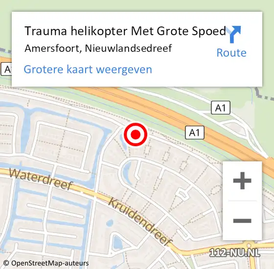 Locatie op kaart van de 112 melding: Trauma helikopter Met Grote Spoed Naar Amersfoort, Nieuwlandsedreef op 30 december 2022 03:36