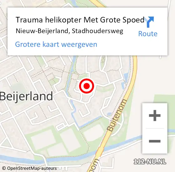 Locatie op kaart van de 112 melding: Trauma helikopter Met Grote Spoed Naar Nieuw-Beijerland, Stadhoudersweg op 30 december 2022 04:42