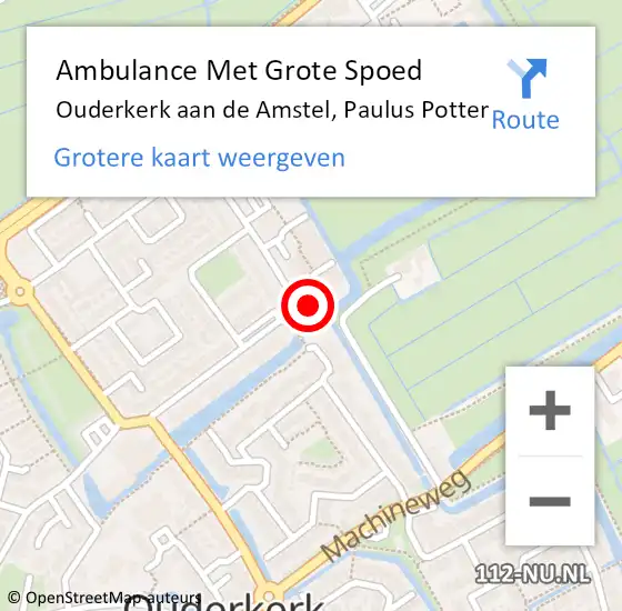 Locatie op kaart van de 112 melding: Ambulance Met Grote Spoed Naar Ouderkerk aan de Amstel, Paulus Potter op 30 december 2022 05:03