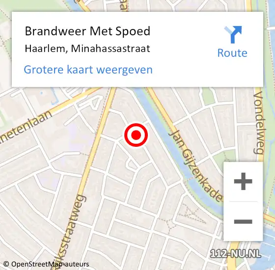 Locatie op kaart van de 112 melding: Brandweer Met Spoed Naar Haarlem, Minahassastraat op 30 december 2022 05:25