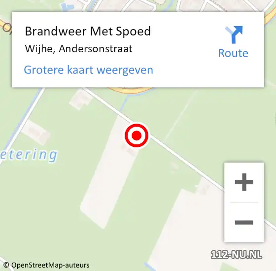 Locatie op kaart van de 112 melding: Brandweer Met Spoed Naar Wijhe, Andersonstraat op 10 augustus 2014 10:51