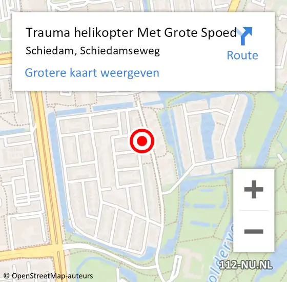 Locatie op kaart van de 112 melding: Trauma helikopter Met Grote Spoed Naar Schiedam, Schiedamseweg op 30 december 2022 06:19