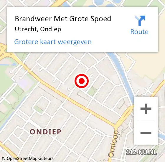 Locatie op kaart van de 112 melding: Brandweer Met Grote Spoed Naar Utrecht, Ondiep op 30 december 2022 07:04