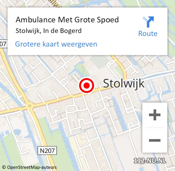 Locatie op kaart van de 112 melding: Ambulance Met Grote Spoed Naar Stolwijk, In de Bogerd op 30 december 2022 07:23